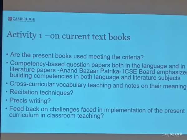 Focused Group Discussion on English Language Teaching organised by Cambridge University Press and Assessment