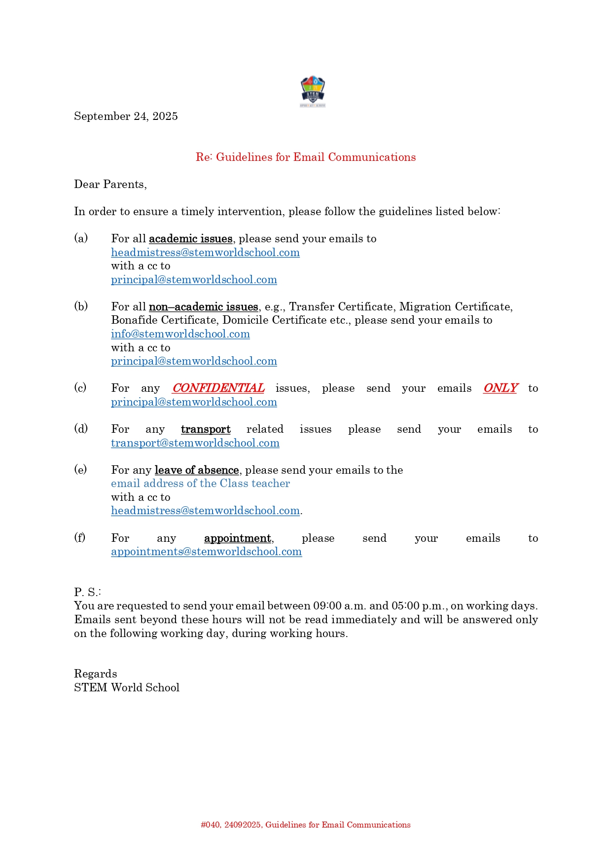 #040 24092025 Guidelines for Email Communications