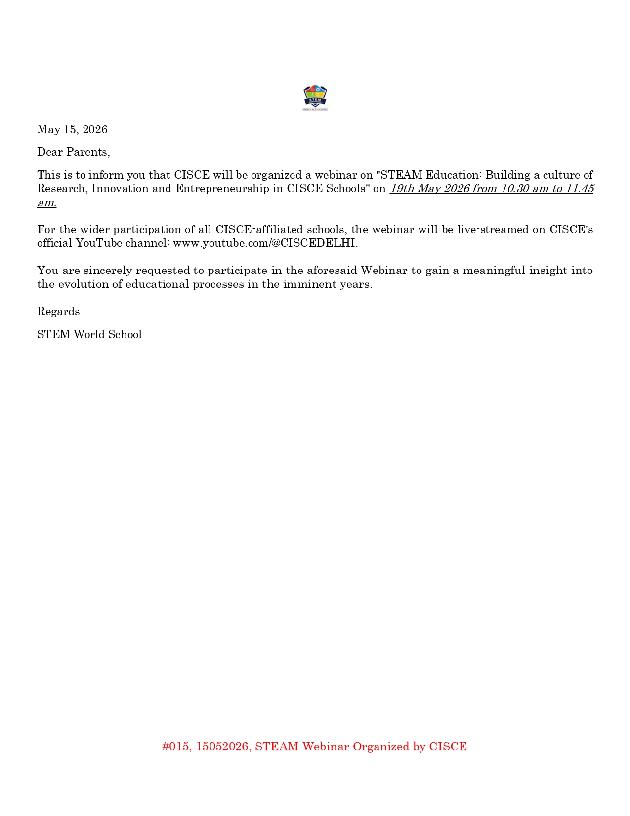 #015 15052026 STEAM Webinar Organized by CISCE