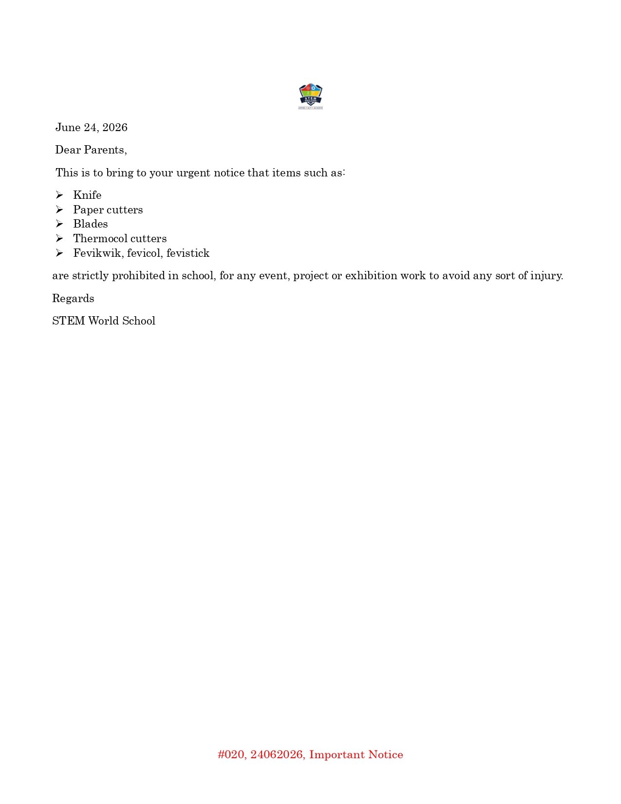 #020 24062026 Important Notice